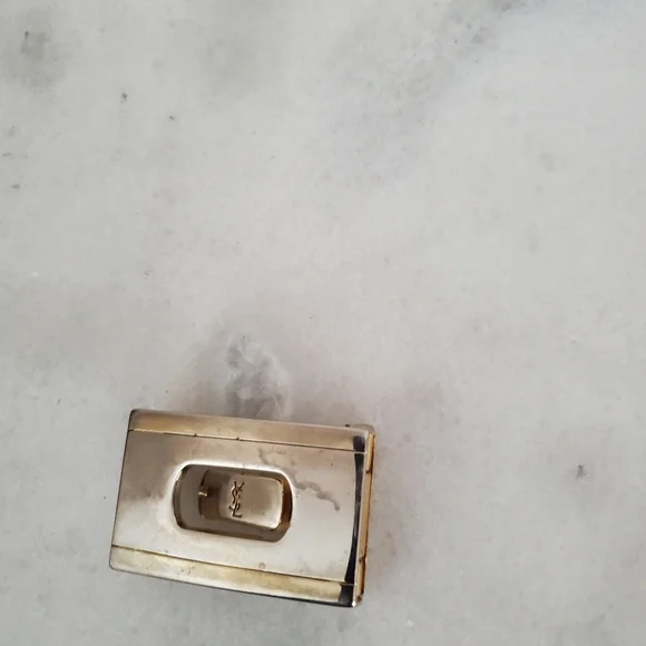 Vintage YSL Two Tone Gold Silver Front Logo Designer Belt Buckle Mens Accessorie